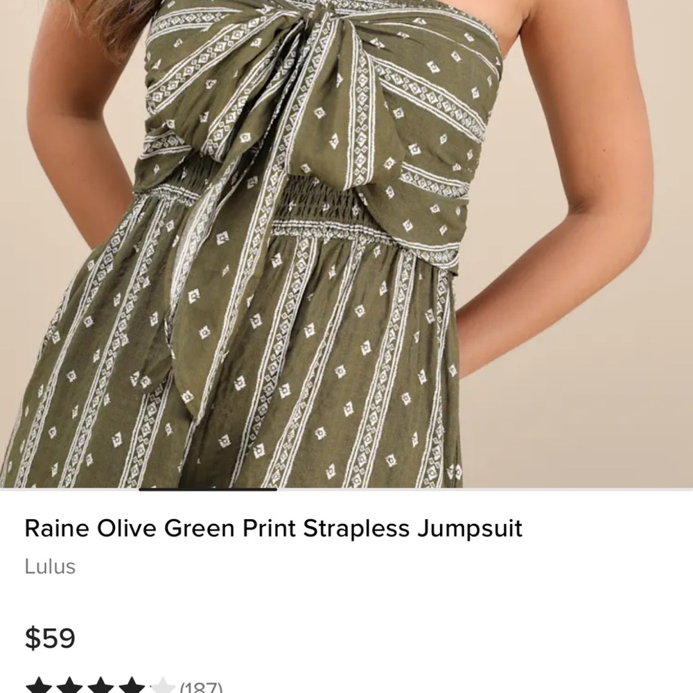 Lulu's Green Strapless Patterned Jumpsuit - image 6